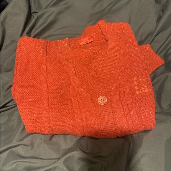 Taylor Swift LIFE OF A SHOWGIRL Orange Cable Knit Cardigan - Picture 2 of 4